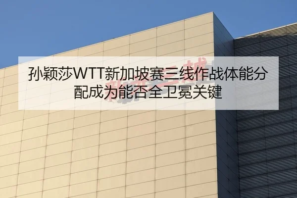 孙颖莎WTT新加坡赛三线作战体能分配成为能否全卫冕关键